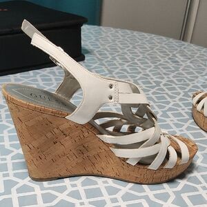 Guess White Strappy Wedge Sandals